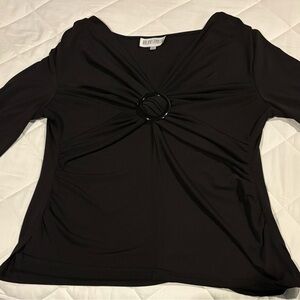 Julian Taylor Black Blouse with Ring Accent